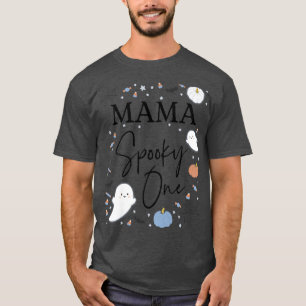 Womens Mama of the Spooky One First Birthday Blue T-Shirt
