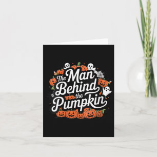 Womens Man Behind The Pumpkin Funny Halloween Baby Card