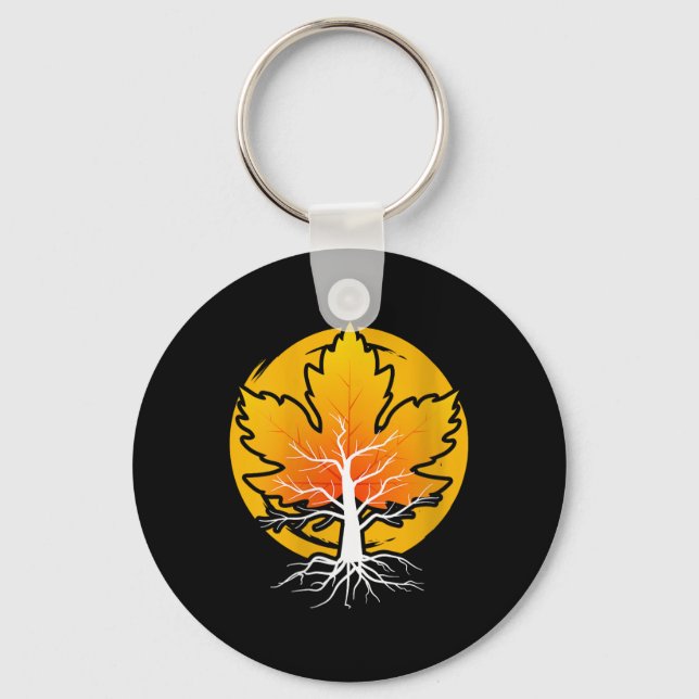 Womens Maple Leaf Autumn Fall Season Tree Leaf Map Keychain (Front)