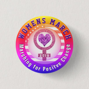Womens March 1 Inch Round Button