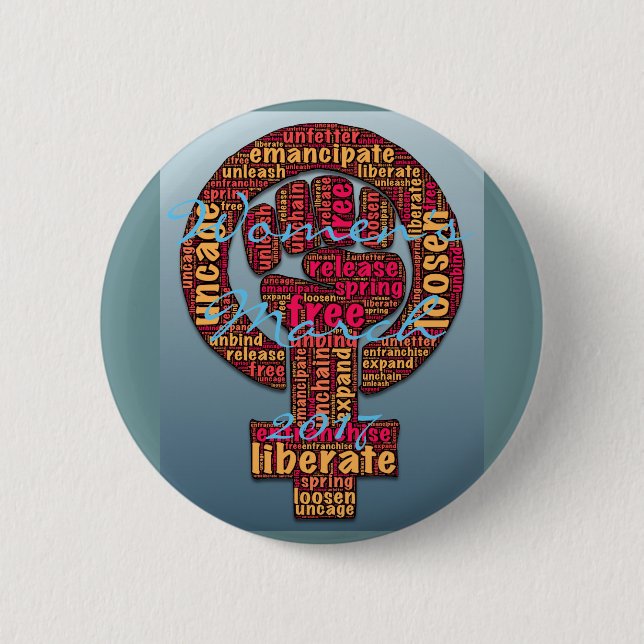 women's march 2017 raised fist 2 inch round button (Front)