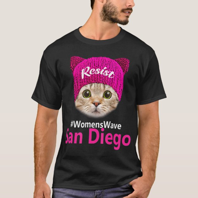 Womens March 2020  San Diego Cat Hat T-Shirt (Front)