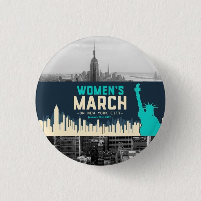 Women's March on NYC 1 Inch Round Button (Front)