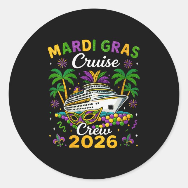 Womens Mardi Gras Cruise Crew 2026 Trip New Orlean Classic Round Sticker (Front)