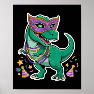 Womens Mardi Gras Jersey T-rex Dinosaur Mens Mardi Poster