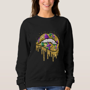 Womens Mardi Gras Lips Queen Carnival Costume Luck Sweatshirt