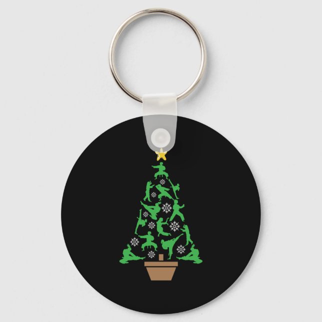 Women's Martial Arts - Girls Karate Christmas Tree Keychain (Front)
