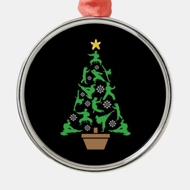 Women's Martial Arts - Girls Karate Christmas Tree Metal Ornament (Front)