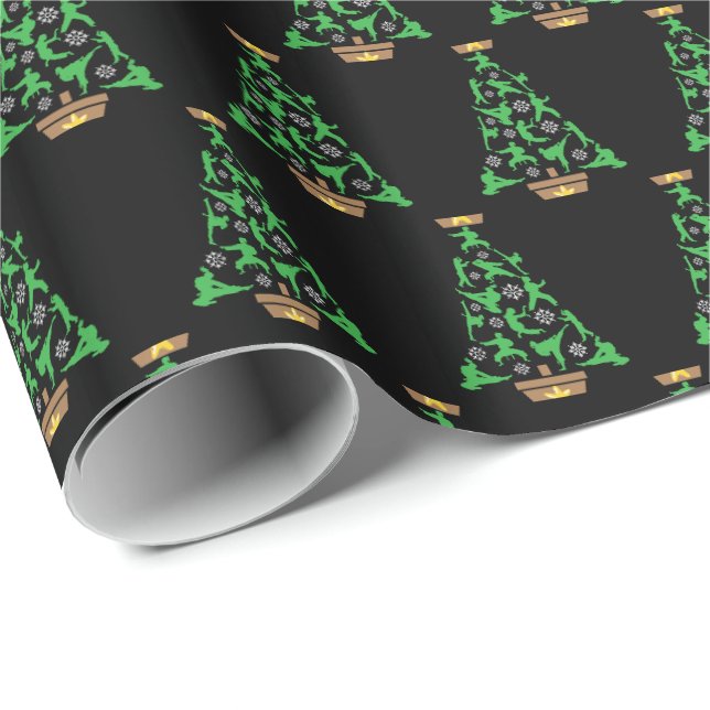 Women's Martial Arts - Girls Karate Christmas Tree Wrapping Paper (Roll Corner)
