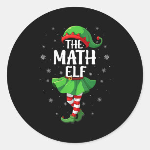 Womens Math Elf Christmas Girls Women Elf Squad Xm Classic Round Sticker