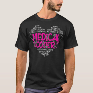 Womens Medical Coder Heart  T-Shirt