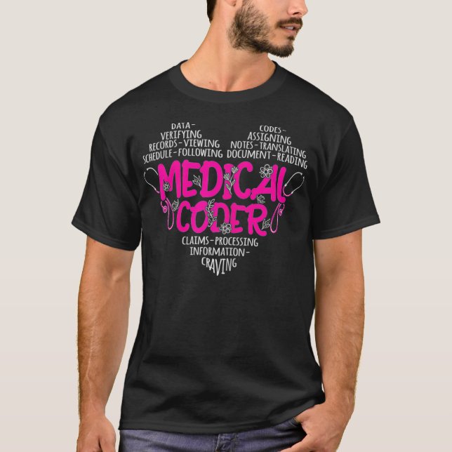 Womens Medical Coder Heart  T-Shirt (Front)