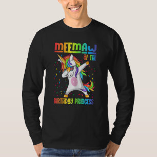 Womens Meemaw Of The Birthday Princess Dabbing Uni T-Shirt