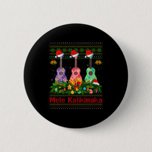 Womens Mele Kalikimaka Ukulele Guitar Ugly Xmas Sw 2 Inch Round Button