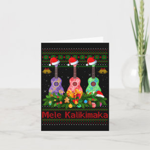 Womens Mele Kalikimaka Ukulele Guitar Ugly Xmas Sw Card