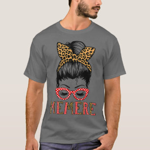 Womens Memere Face Messy Bun Cute Grandma Mothers T-Shirt