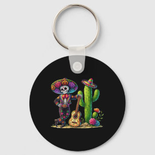 Womens Men Skeleton Cinco De Mayo Mariachi Fiesta Keychain