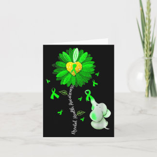 Womens Mental Health Awareness Cute Elephant Green Card