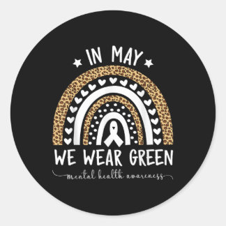 Womens Mental Health Awareness Rainbow Mental Heal Classic Round Sticker