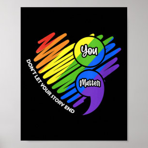 Womens Mental Health Awareness Semicolon Lgbtq Sui Poster