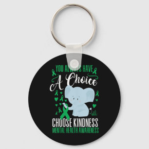 Womens Mental Health Awareness Shirt - Green Ribbo Keychain