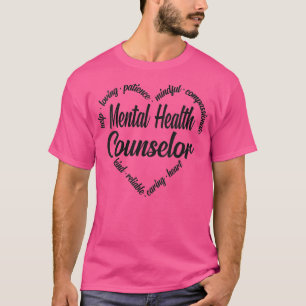 Womens Mental Health Counselor Heart Word Cloud VN T-Shirt