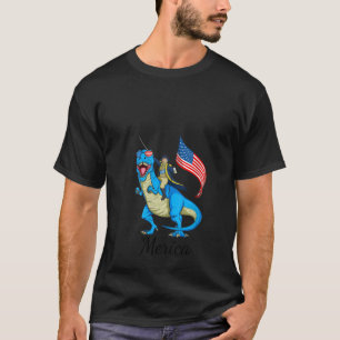 Womens Merica Patriotic TRex Dinosaur George Washi T-Shirt