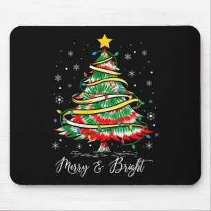 Womens Merry &amp; Bright Merry Christmas Tree Tie Mouse Pad