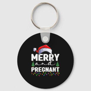 Womens Merry And Pregnant Christmas Pregnancy Anno Keychain