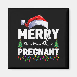 Womens Merry And Pregnant Christmas Pregnancy Anno Magnet
