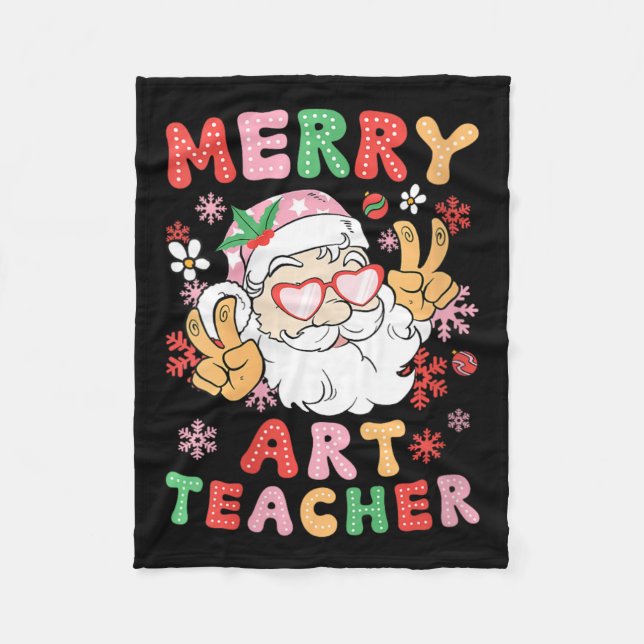 Womens Merry Art Teacher Christmas Art Teaching Xm Fleece Blanket (Front)