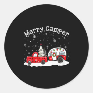 Womens Merry Camper Christmas Santa Claus Camng Re Classic Round Sticker