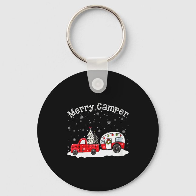 Womens Merry Camper Christmas Santa Claus Camng Re Keychain (Front)