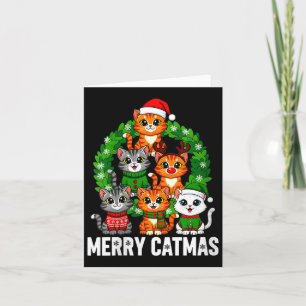 Womens Merry Catmas Funny Christmas Cat Mom Meowy Card