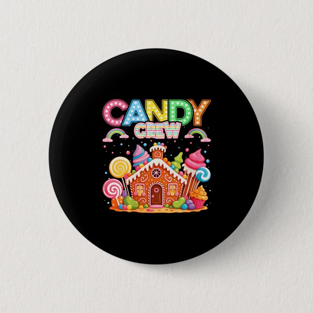 Womens Merry Christmas Candy Crew Squad Matching X 2 Inch Round Button (Front)