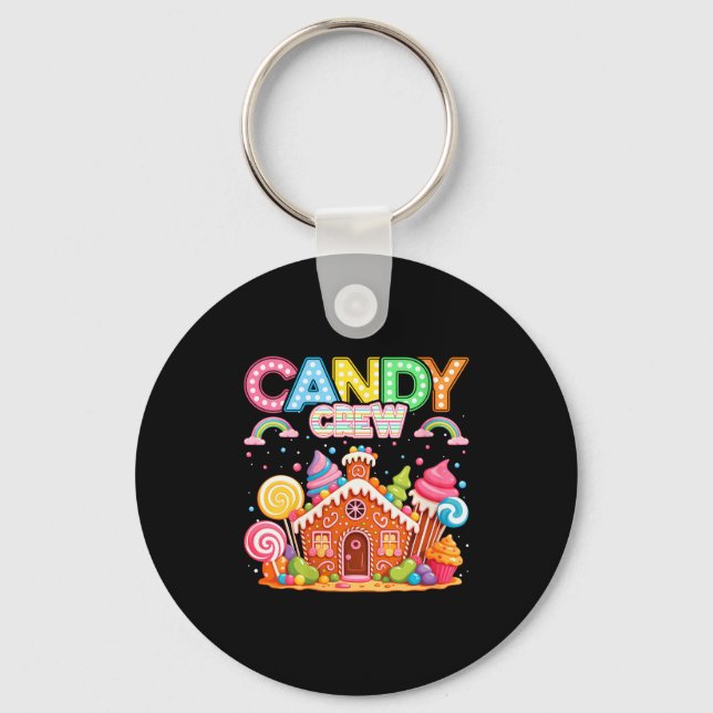 Womens Merry Christmas Candy Crew Squad Matching X Keychain (Front)