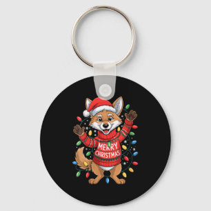 Womens Merry Christmas Fox Festive Woodland Winter Keychain