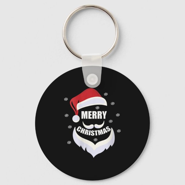 Womens Merry Christmas -fun Santa Claus Father Xma Keychain (Front)