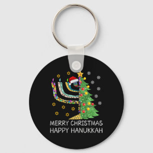 Womens Merry Christmas Happy Hanukkah Jewish Merry Keychain