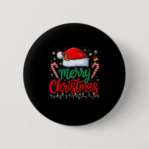 Womens Merry Christmas Lights Family Santa Hat Xma 2 Inch Round Button