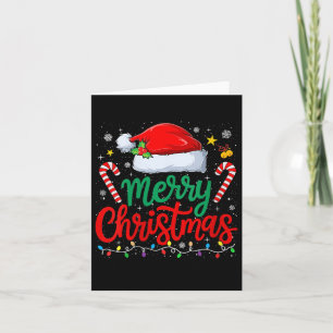 Womens Merry Christmas Lights Family Santa Hat Xma Card