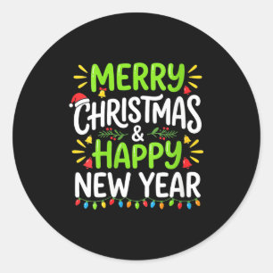 Womens Merry Christmas Lights Red Santa Hat And Ha Classic Round Sticker