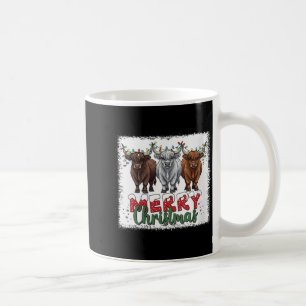 Womens Merry Christmas Scottish Highland Cow Xmas Coffee Mug