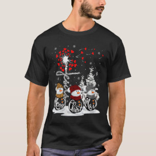 Womens Merry Christmas Snowman Leopard Buffalo Red T-Shirt