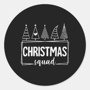 Womens Merry Christmas Squad Tree Santa Xmas Famil Classic Round Sticker