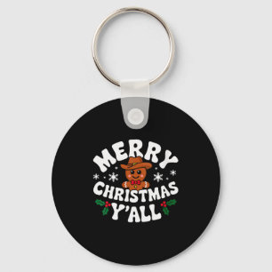 Womens Merry Christmas Yall Gingerbread Cowboy How Keychain