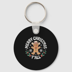 Womens Merry Christmas Yall Gingerbread Cowboy How Keychain