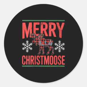 Womens Merry Christmoose Holiday Moose Ugly Sweate Classic Round Sticker