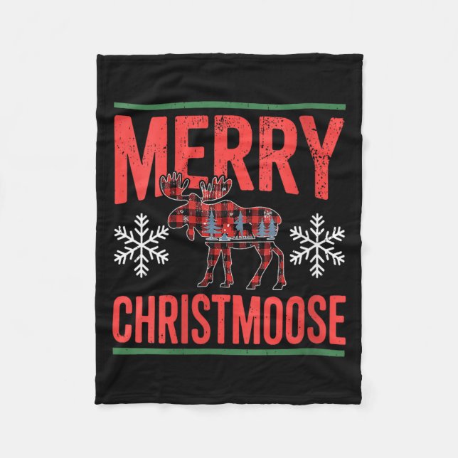 Womens Merry Christmoose Holiday Moose Ugly Sweate Fleece Blanket (Front)