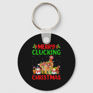 Womens Merry Cluckin Christmas Funny Farm Animal C Keychain